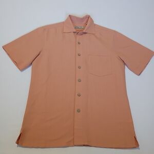 Batik Bay Sz S Men's Orange Button Down Shirt Rayon&Polyester Textured Blend
